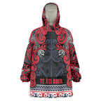 Aotearoa Iwi Te ati Awa Wearable Blanket Hoodie Maori Wharenui House Tribal Pattern