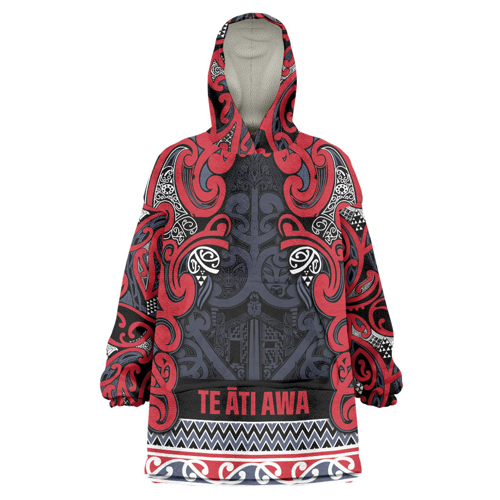 Aotearoa Iwi Te ati Awa Wearable Blanket Hoodie Maori Wharenui House Tribal Pattern