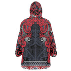Aotearoa Iwi Te ati Awa Wearable Blanket Hoodie Maori Wharenui House Tribal Pattern