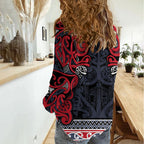 Aotearoa Iwi Te ati Awa Women Casual Shirt Maori Wharenui House Tribal Pattern
