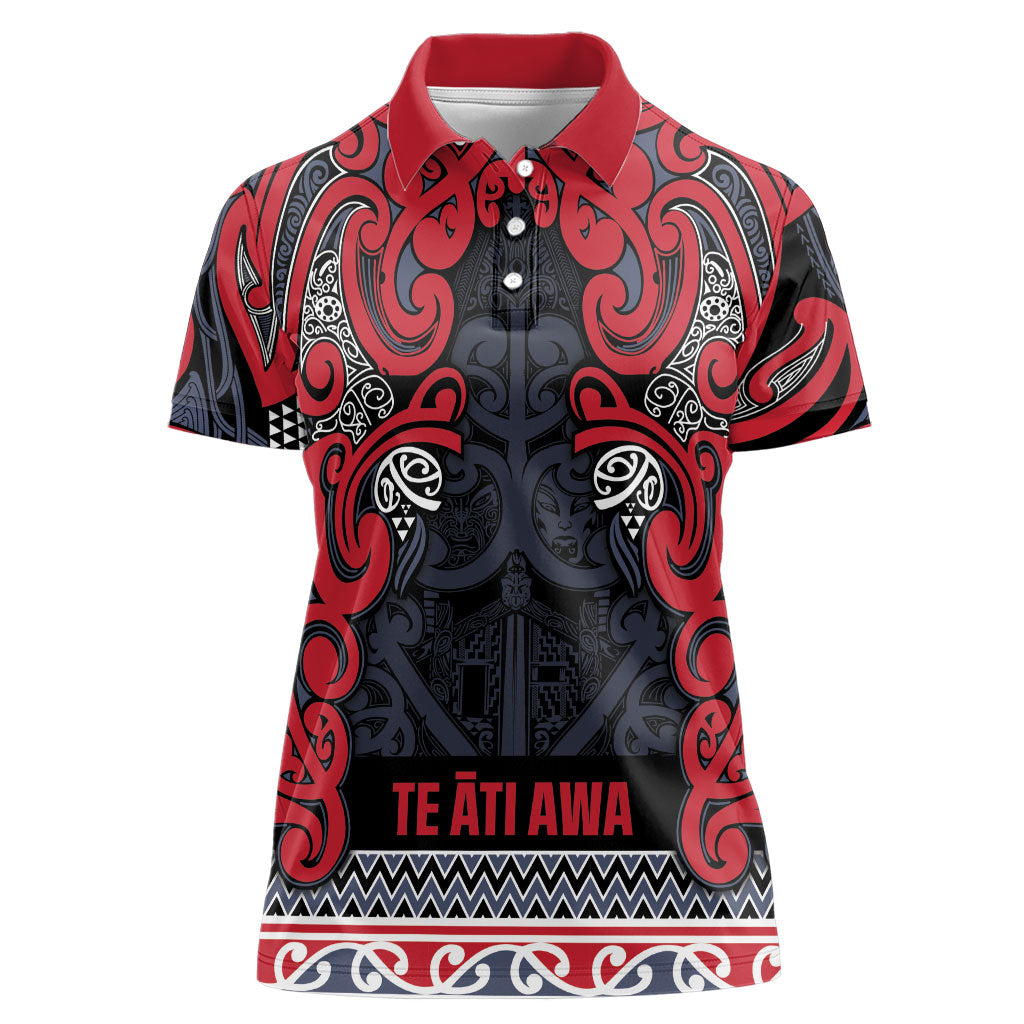 Aotearoa Iwi Te ati Awa Women Polo Shirt Maori Wharenui House Tribal Pattern