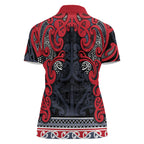 Aotearoa Iwi Te ati Awa Women Polo Shirt Maori Wharenui House Tribal Pattern