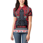 Aotearoa Iwi Te ati Awa Women Polo Shirt Maori Wharenui House Tribal Pattern