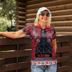 Aotearoa Iwi Te ati Awa Women Polo Shirt Maori Wharenui House Tribal Pattern