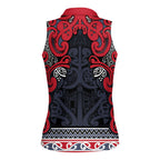 Aotearoa Iwi Te ati Awa Women Sleeveless Polo Shirt Maori Wharenui House Tribal Pattern