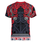 Aotearoa Iwi Te ati Awa Women V-Neck T-Shirt Maori Wharenui House Tribal Pattern