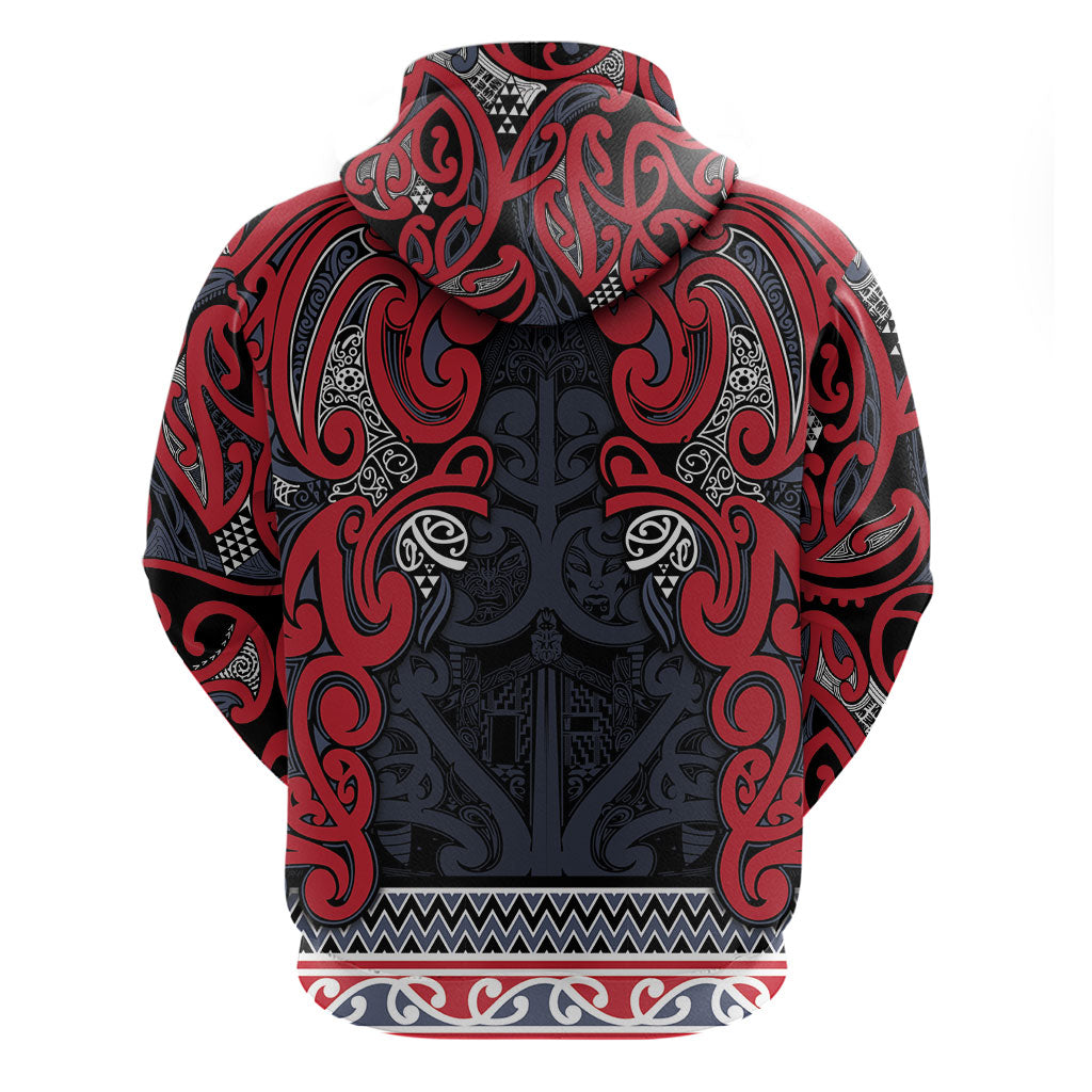 Aotearoa Iwi Te ati Awa Zip Hoodie Maori Wharenui House Tribal Pattern