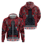 Aotearoa Iwi Te ati Awa Zip Hoodie Maori Wharenui House Tribal Pattern