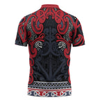 Aotearoa Iwi Te ati Awa Zipper Polo Shirt Maori Wharenui House Tribal Pattern