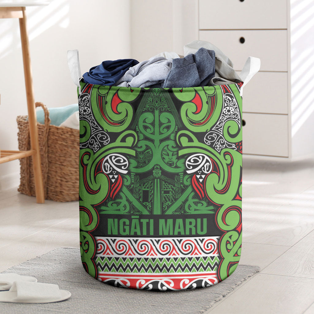 Aotearoa Iwi Ngati Maru Hauraki Laundry Basket Maori Wharenui House Tribal Pattern