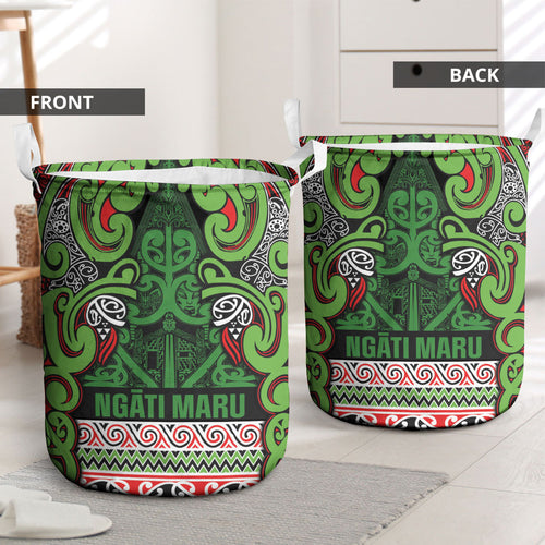 Aotearoa Iwi Ngati Maru Hauraki Laundry Basket Maori Wharenui House Tribal Pattern