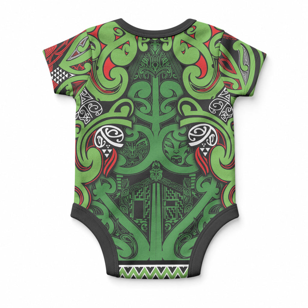 Aotearoa Iwi Ngati Maru Hauraki Baby Onesie Maori Wharenui House Tribal Pattern