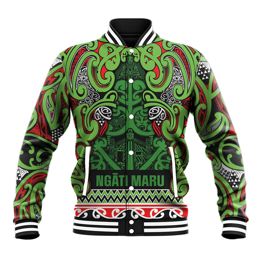 Aotearoa Iwi Ngati Maru Hauraki Baseball Jacket Maori Wharenui House Tribal Pattern
