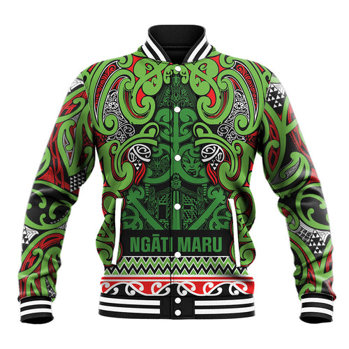 Aotearoa Iwi Ngati Maru Hauraki Baseball Jacket Maori Wharenui House Tribal Pattern