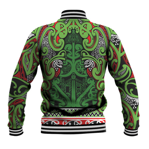 Aotearoa Iwi Ngati Maru Hauraki Baseball Jacket Maori Wharenui House Tribal Pattern