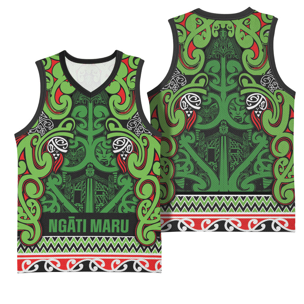 Aotearoa Iwi Ngati Maru Hauraki Basketball Jersey Maori Wharenui House Tribal Pattern