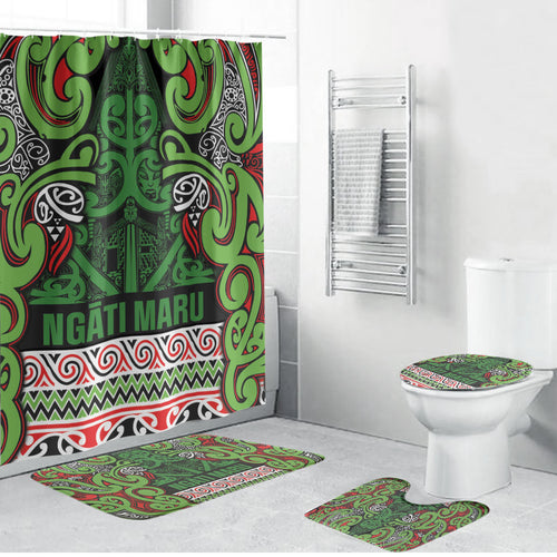 Aotearoa Iwi Ngati Maru Hauraki Bathroom Set Maori Wharenui House Tribal Pattern