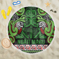 Aotearoa Iwi Ngati Maru Hauraki Beach Blanket Maori Wharenui House Tribal Pattern