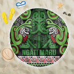 Aotearoa Iwi Ngati Maru Hauraki Beach Blanket Maori Wharenui House Tribal Pattern