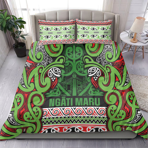 Aotearoa Iwi Ngati Maru Hauraki Bedding Set Maori Wharenui House Tribal Pattern
