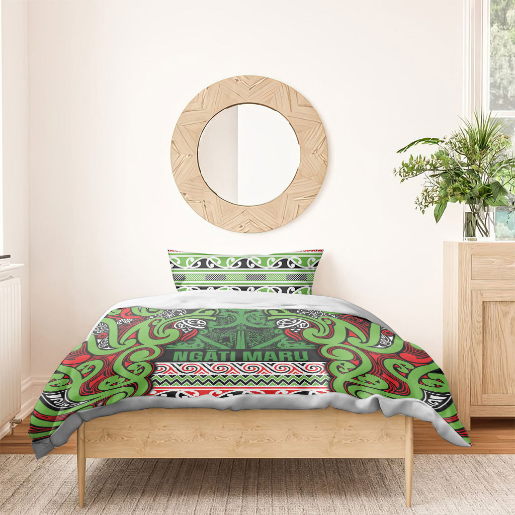 Aotearoa Iwi Ngati Maru Hauraki Bedding Set Maori Wharenui House Tribal Pattern