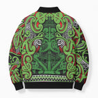 Aotearoa Iwi Ngati Maru Hauraki Bomber Puffer Jacket Maori Wharenui House Tribal Pattern
