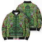 Aotearoa Iwi Ngati Maru Hauraki Bomber Puffer Jacket Maori Wharenui House Tribal Pattern