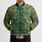 Aotearoa Iwi Ngati Maru Hauraki Bomber Puffer Jacket Maori Wharenui House Tribal Pattern