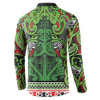 Aotearoa Iwi Ngati Maru Hauraki Button Sweatshirt Maori Wharenui House Tribal Pattern
