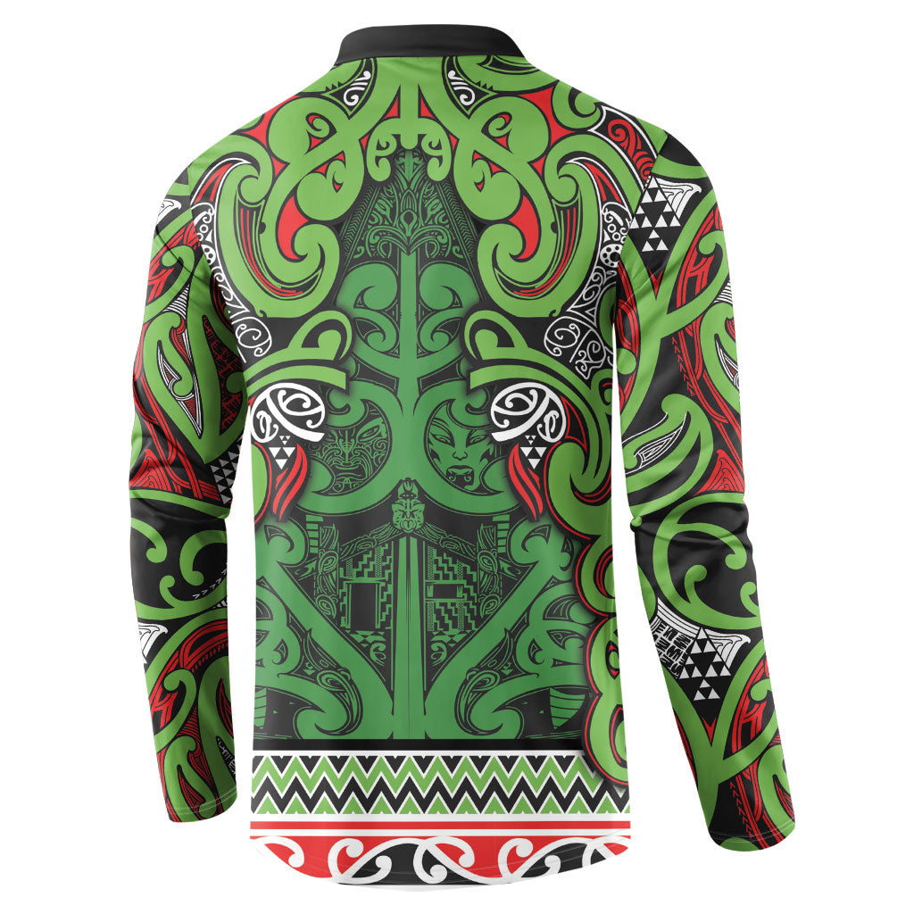 Aotearoa Iwi Ngati Maru Hauraki Button Sweatshirt Maori Wharenui House Tribal Pattern