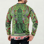 Aotearoa Iwi Ngati Maru Hauraki Button Sweatshirt Maori Wharenui House Tribal Pattern