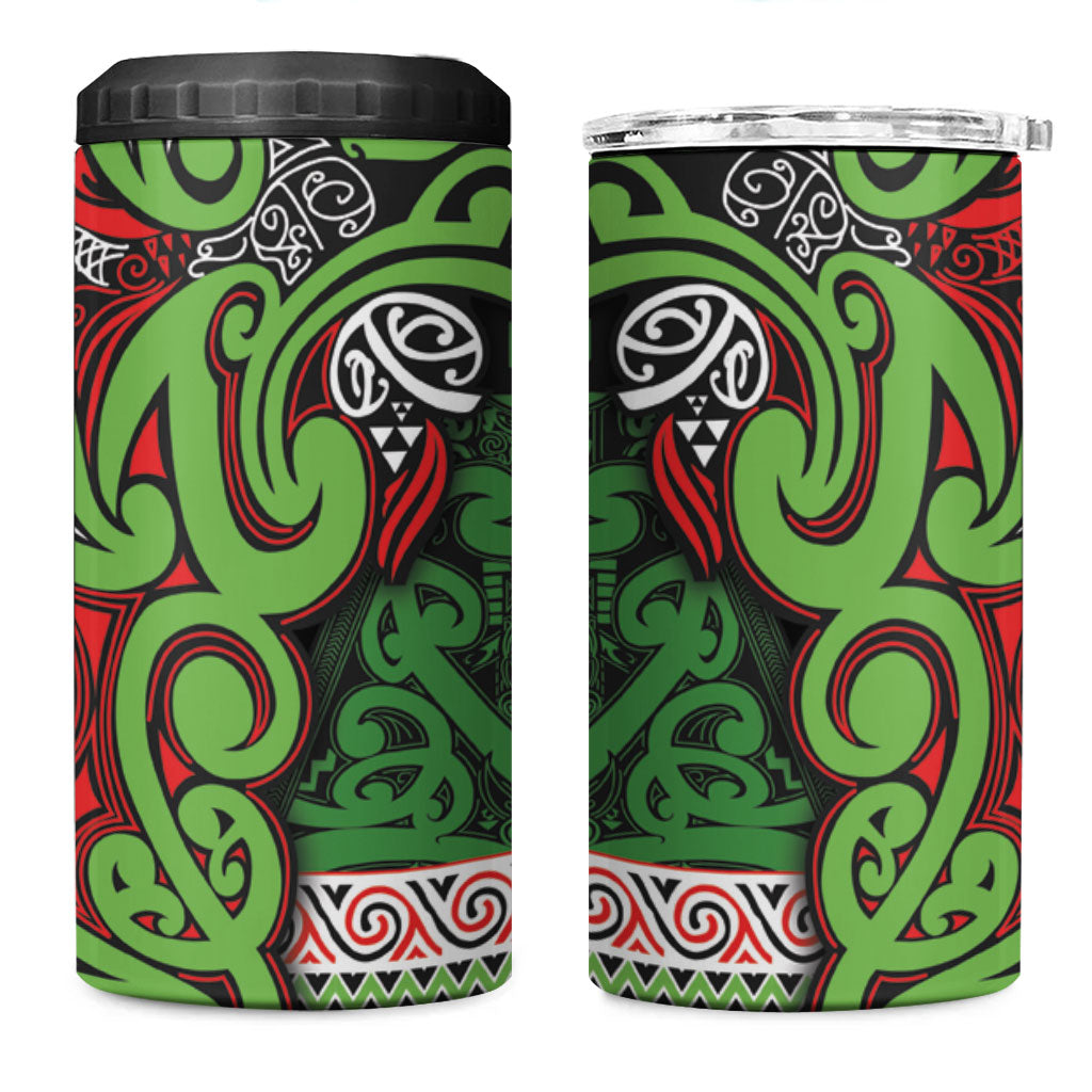 Aotearoa Iwi Ngati Maru Hauraki 4 in 1 Can Cooler Tumbler Maori Wharenui House Tribal Pattern
