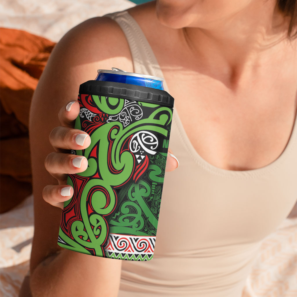 Aotearoa Iwi Ngati Maru Hauraki 4 in 1 Can Cooler Tumbler Maori Wharenui House Tribal Pattern
