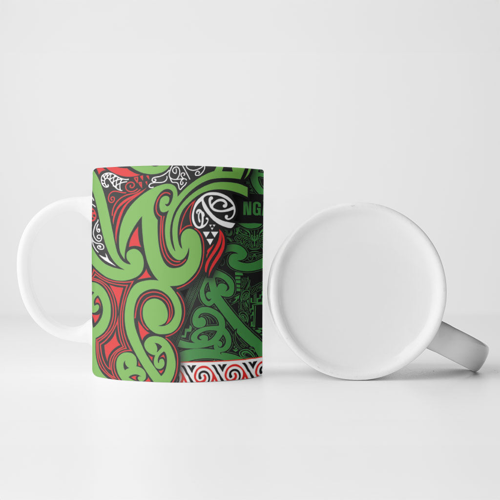 Aotearoa Iwi Ngati Maru Hauraki Ceramic Mug Maori Wharenui House Tribal Pattern
