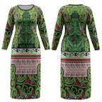 Aotearoa Iwi Ngati Maru Hauraki Couples Matching Long Sleeve Bodycon Dress and Hawaiian Shirt Maori Wharenui House Tribal Pattern