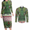 Aotearoa Iwi Ngati Maru Hauraki Couples Matching Long Sleeve Bodycon Dress and Long Sleeve Button Shirt Maori Wharenui House Tribal Pattern