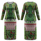 Aotearoa Iwi Ngati Maru Hauraki Couples Matching Long Sleeve Bodycon Dress and Long Sleeve Button Shirt Maori Wharenui House Tribal Pattern