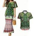 Aotearoa Iwi Ngati Maru Hauraki Couples Matching Mermaid Dress and Hawaiian Shirt Maori Wharenui House Tribal Pattern