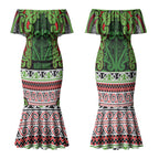 Aotearoa Iwi Ngati Maru Hauraki Couples Matching Mermaid Dress and Hawaiian Shirt Maori Wharenui House Tribal Pattern
