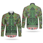 Aotearoa Iwi Ngati Maru Hauraki Couples Matching Off Shoulder Maxi Dress and Long Sleeve Button Shirt Maori Wharenui House Tribal Pattern