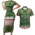 Aotearoa Iwi Ngati Maru Hauraki Couples Matching Short Sleeve Bodycon Dress and Hawaiian Shirt Maori Wharenui House Tribal Pattern