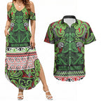 Aotearoa Iwi Ngati Maru Hauraki Couples Matching Summer Maxi Dress and Hawaiian Shirt Maori Wharenui House Tribal Pattern