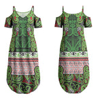 Aotearoa Iwi Ngati Maru Hauraki Couples Matching Summer Maxi Dress and Long Sleeve Button Shirt Maori Wharenui House Tribal Pattern