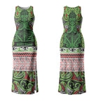 Aotearoa Iwi Ngati Maru Hauraki Couples Matching Tank Maxi Dress and Long Sleeve Button Shirt Maori Wharenui House Tribal Pattern