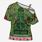 Aotearoa Iwi Ngati Maru Hauraki Cross Shoulder Shirt Maori Wharenui House Tribal Pattern