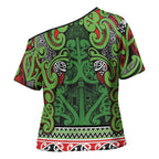 Aotearoa Iwi Ngati Maru Hauraki Cross Shoulder Shirt Maori Wharenui House Tribal Pattern