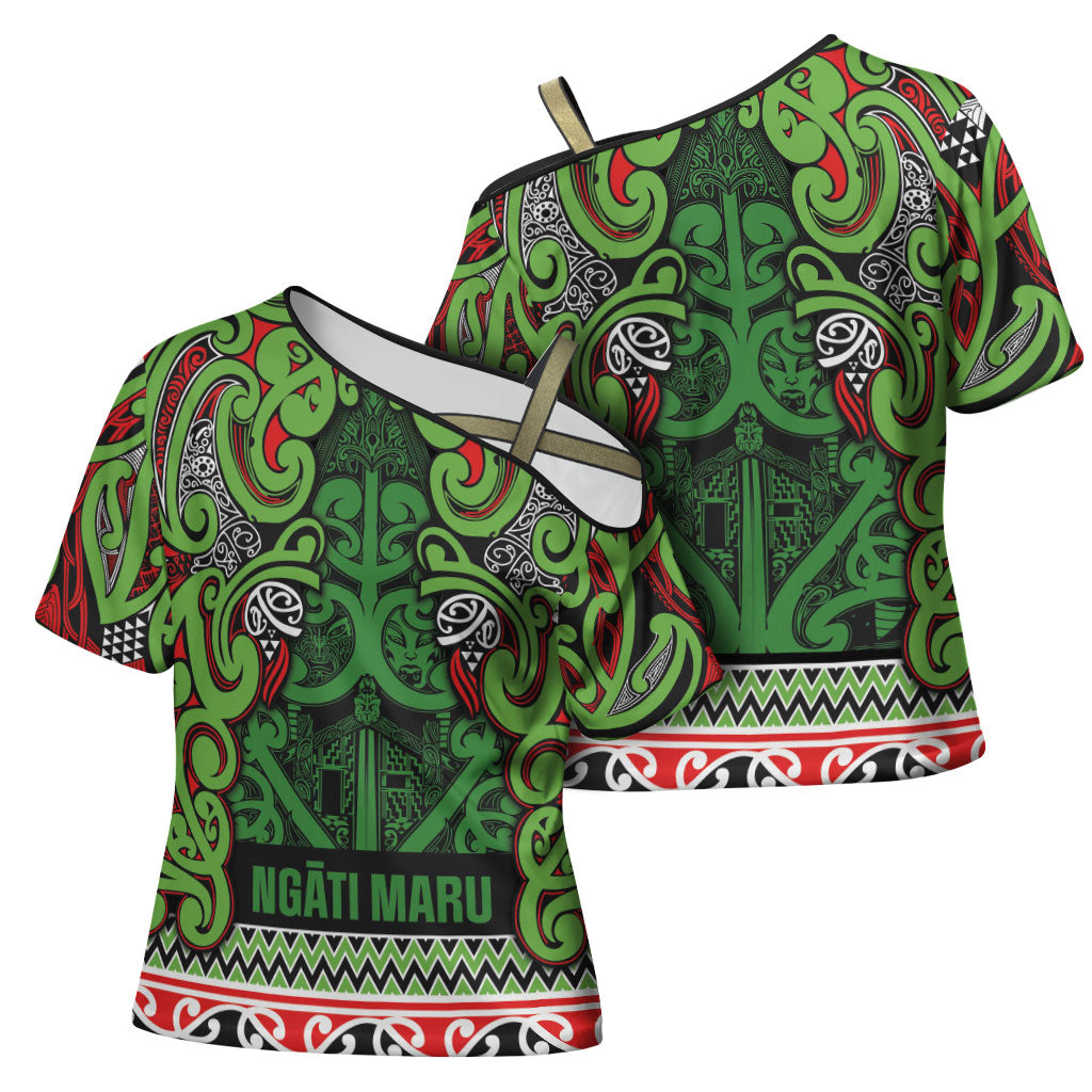 Aotearoa Iwi Ngati Maru Hauraki Cross Shoulder Shirt Maori Wharenui House Tribal Pattern