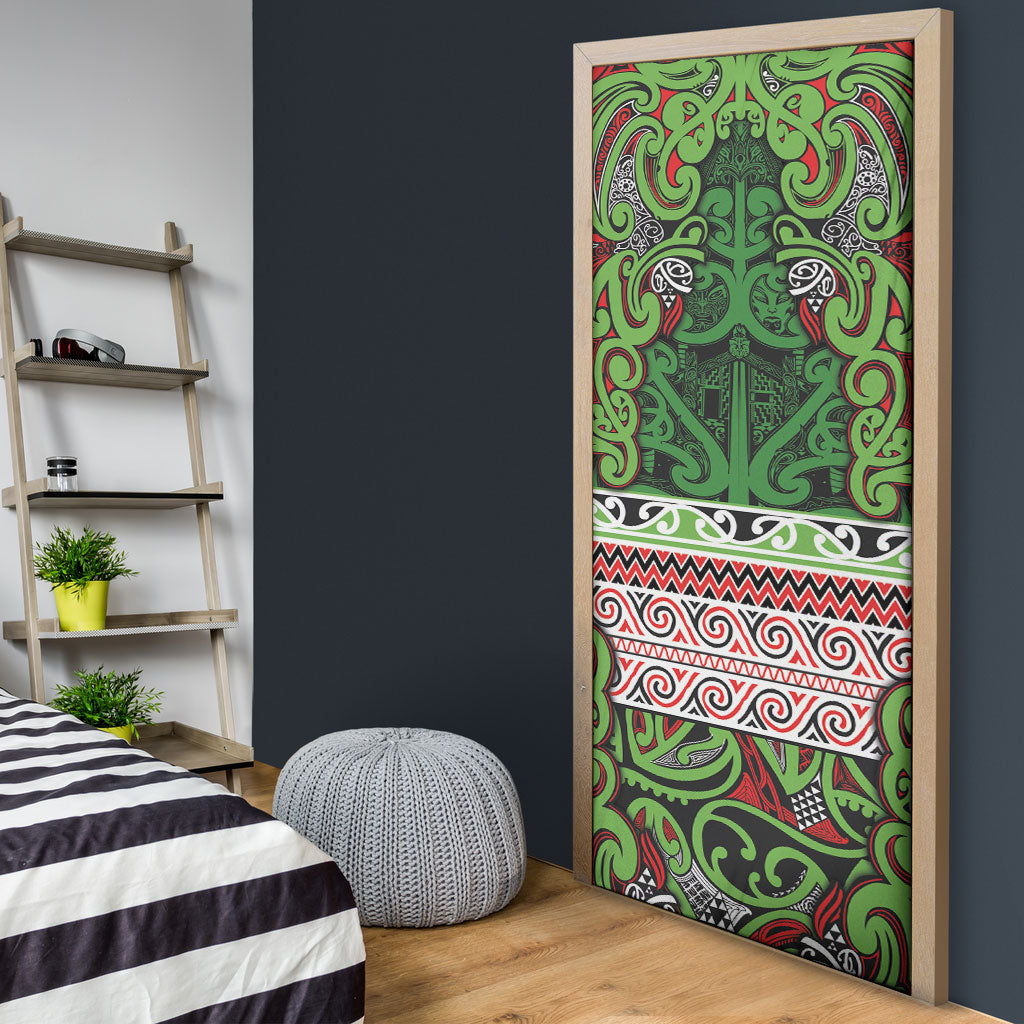 Aotearoa Iwi Ngati Maru Hauraki Door Cover Maori Wharenui House Tribal Pattern