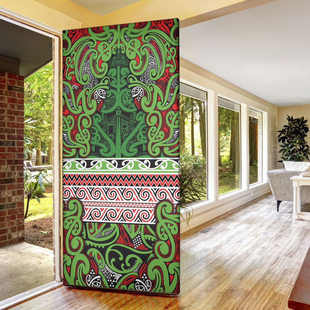 Aotearoa Iwi Ngati Maru Hauraki Door Cover Maori Wharenui House Tribal Pattern