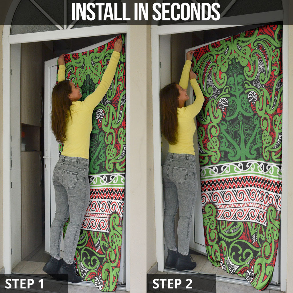 Aotearoa Iwi Ngati Maru Hauraki Door Cover Maori Wharenui House Tribal Pattern